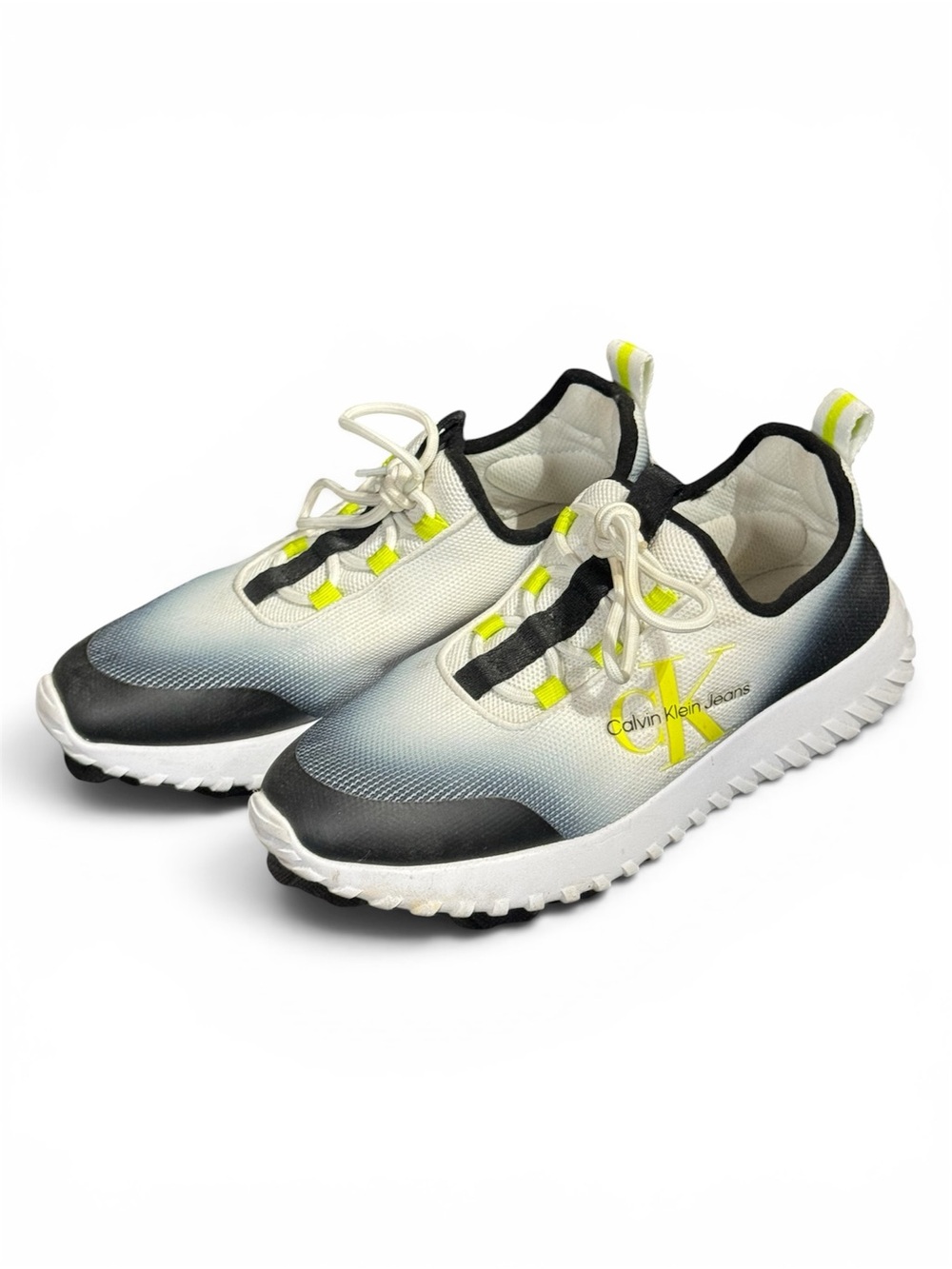 Calvin Klein Jeans Women’s White Black Neon Athletic Sneakers Size 8M